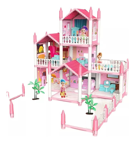 Casa De Muñecas Sticky Pink + Parque Infantil Ensamblado + M