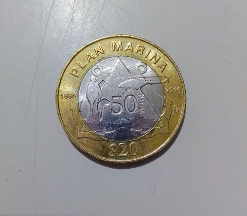 Moneda De 20 Pesos ( 50 Años Plan Marina )