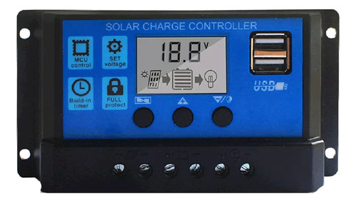 Controlador De Carga Solar Pwm 20a 12v 24v Auto Work Con Lcd