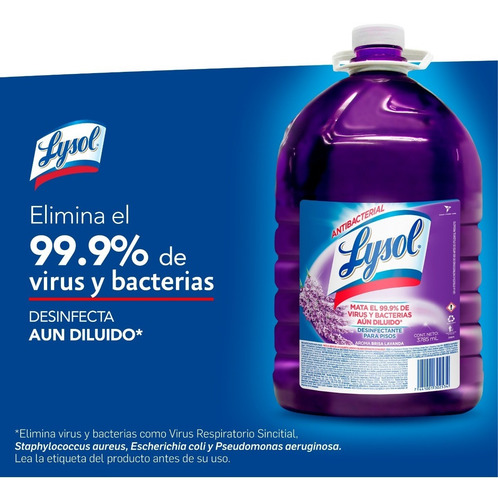 Imagen 2 de 4 de Lysol Desinfectante Pisos Lavanda 3785m - L a $5248