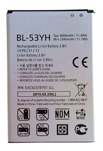 Bateria Para LG Optimus G3 D855 D850 F400 Bl-53yh