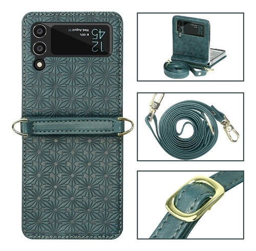 Funda De Teléfono De Cuero Repujado Para Samsung Galaxy Z Fl