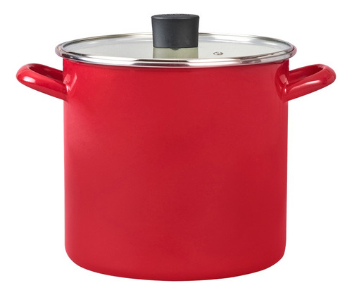 Juego De 2 Ollas Altas Con Tapa De Vidrio Cinsa Rojo Bicolor Rojo