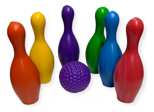 Set Juego Bowling Plástico 6 Pinos Y 2 Pelotas / Jumbo 37cms