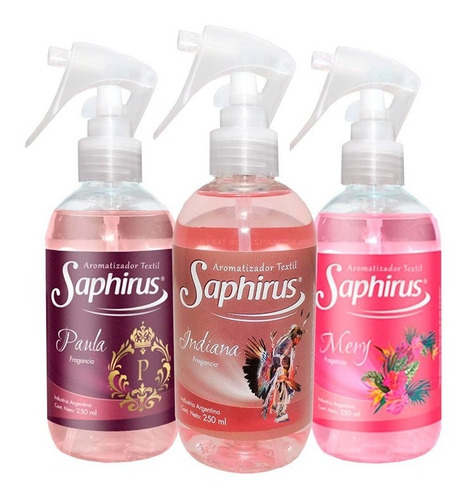 Imagen 3 de 6 de Fragancia Textil Saphirus Pack De 3 Aromatizador 250ml
