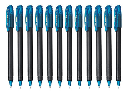 Bolígrafos Pentel Energel Stick Bl417 0.7 Mm Caja 12 Piezas Color De La Tinta Azul Cielo Color Del Exterior Negro