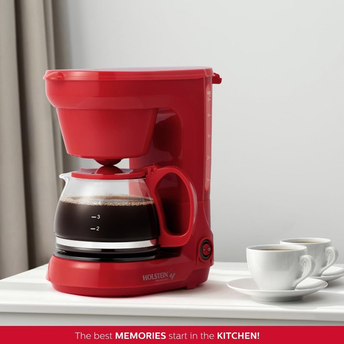 Cafetera De Goteo 5 Tazas Filtro Permanente Jarra Vidrio Roj