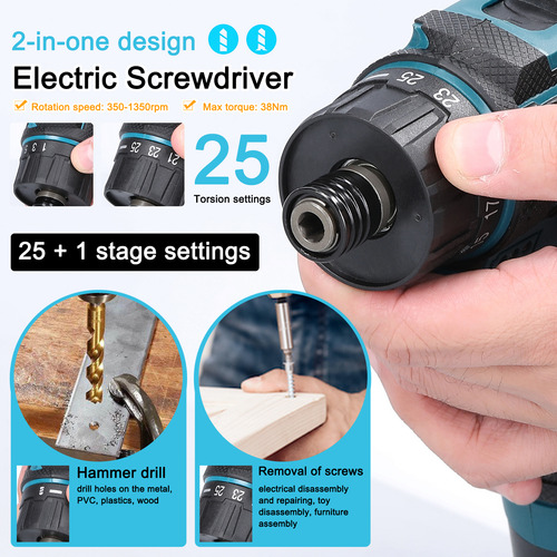 Destornillador De 12 V Con Par Ajustable, 2 Modos De Control