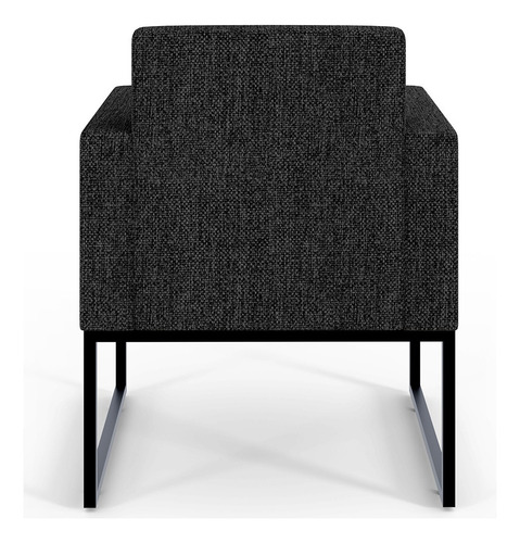 Kit 03 Poltronas Decorativas para Sala Recepção Base Fixa Metal Helô L02 Linho Chumbo