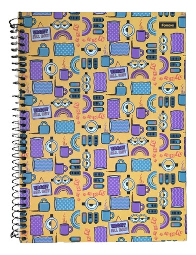 Caderno Universitário Espiral 1 Matéria Minions Foroni Cor Amarelo