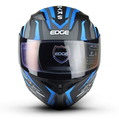 Casco Motocicleta Edge Abatible Boss Skybreaker Gris Azul Color Gris/Azul Tamaño del casco XXL
