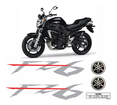 Kit Adesivo Emblema Yamaha Fazer Fz6 + Logo Resinado Fz6n601