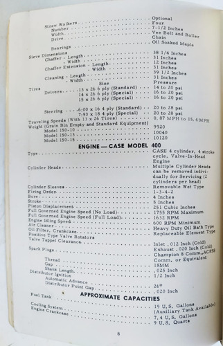 Livro Do Proprietário Colheitadeira Case De 1957 Modelo 1150 = Jerohme Case (Usado)