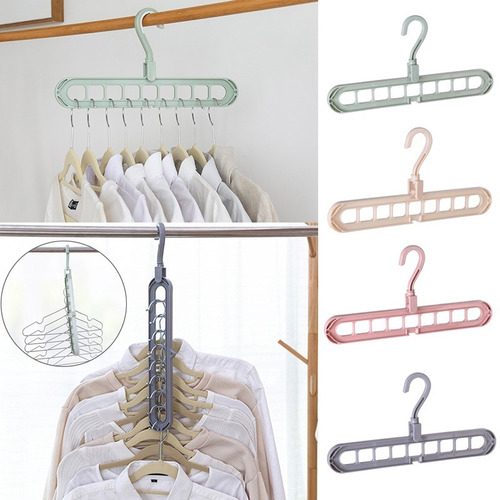 Gancho Multiple Organizador Ahorrador Espacio Tendedor Ropa Color Rosa