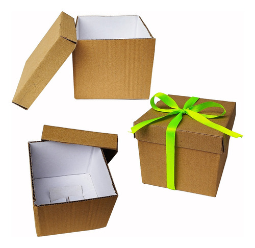 20 Cajas Carton Corrugado Con Tapa 14x14x12 Cms De Alto 