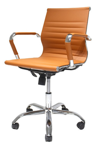 Cadeira De Escritório Diretor Office Giratoria Charles Eames Eiffel Couro Sintético Premium Cadeiras Inc Caramelo B6129br