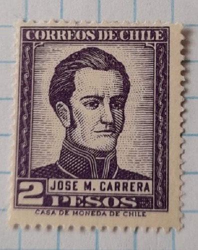 Sello Postal - Chile - Jose Maria Carrera 1956