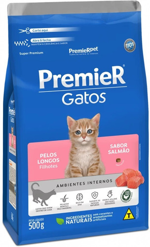 Ração Premier Gatos Filhotes Ambientes Internos Salmão 1,5kg