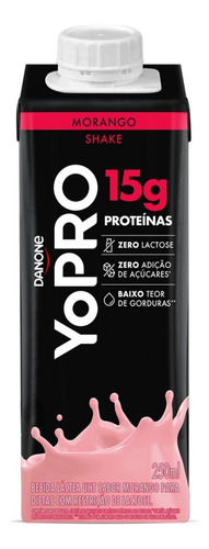 Kit 12 Yopro Bebida Láctea Uht Morango 15g De Proteína 250ml