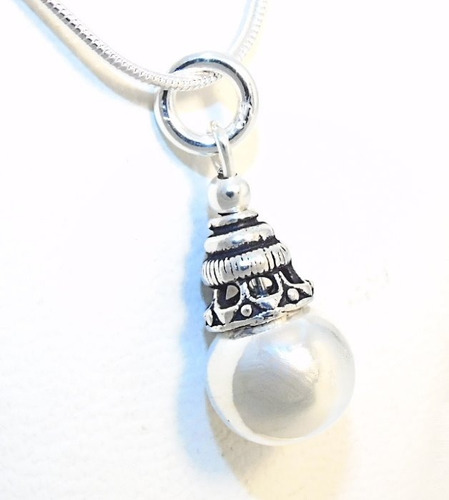 Dije Bola De Plata 925 Bali Color Plateado