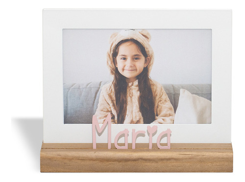 Porta Retrato Maria Personalizado 10x15 Cm Geguton Madeira Cor Branco Liso