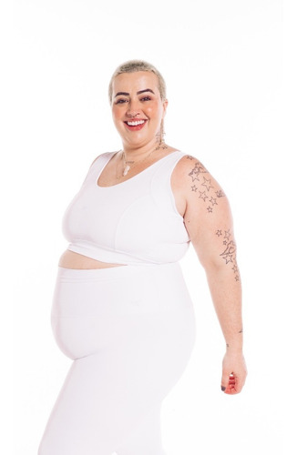 Imagem 7 de 8 de Top Plus Size Média Sustentação V Emana® Wonder Size Branco