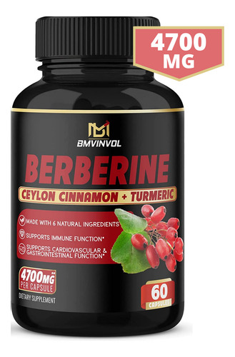 Imagen 1 de 5 de Berberine Capsulas Berberina + Canela Ceylon Pimienta Negra