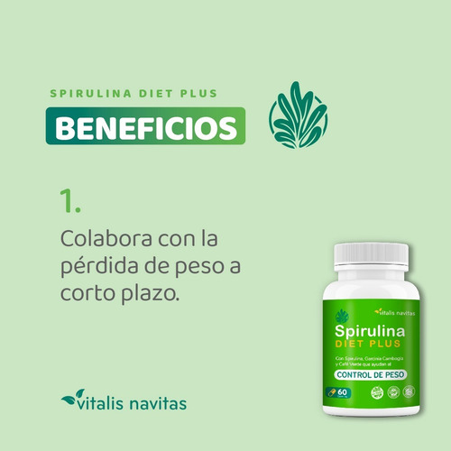 Imagen 2 de 9 de Plan 90 Días Bajar De Peso Spirulina Premium Vitalis Navitas
