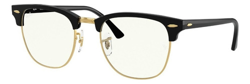 Lentes Solares Ray - Ban Clubmaster Classic Unisex Color De La Lente Transparente Color Del Armazón Negro Diseño Espejeada