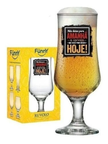 Taça Cerveja Com Frases Barcelona 370ml Ruvolo Funny Cor Branco