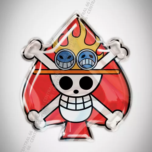 Adesivo Desenho One Piece Ace Bandeira Resinado Parcelamento Sem Juros