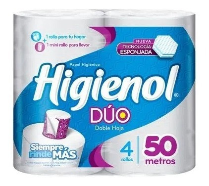 Imagen 3 de 8 de Papel Higienico Dúo Doble Rinde Mas Higienol 4x 50 Metros X2