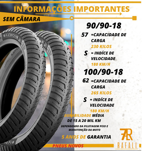 Par Pneu Cg Titan Fan Ybr 100/90-18 E 90/90-18 Michelin