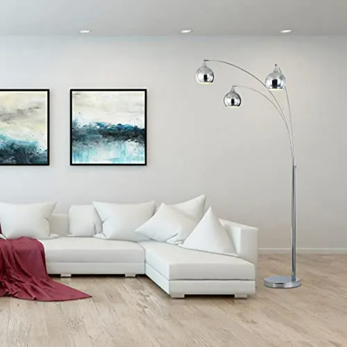 Lámpara De Pie Led Arqueada 84 Con Dimmer, Cromo Moderno