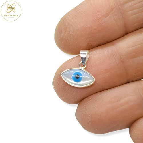Imagen 2 de 5 de Dije Plata Ojo De Horus Con Nacar 13mm