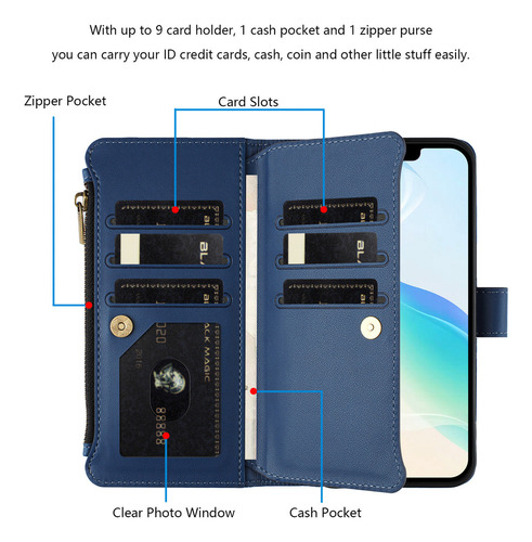 Funda De Piel Tipo Cartera Con Cremallera For Motorola Edge