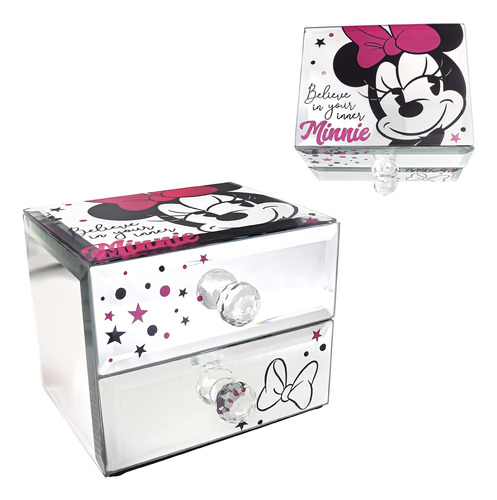 Joyero De Minnie Mouse De Disney, Cristal Espejado, Organiza