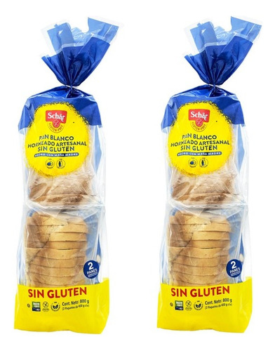 2 Pan Blanco Sin Gluten/lacteos/huevo Schär 800g C/u