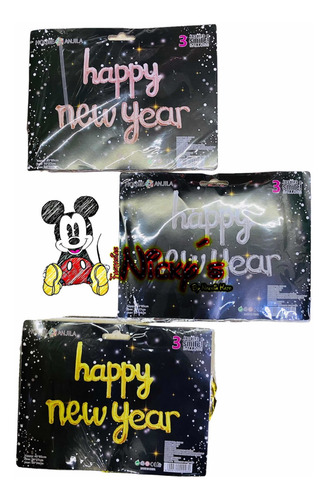 Globo Happy New Year Letra Cursiva Letrero Año Nuevo