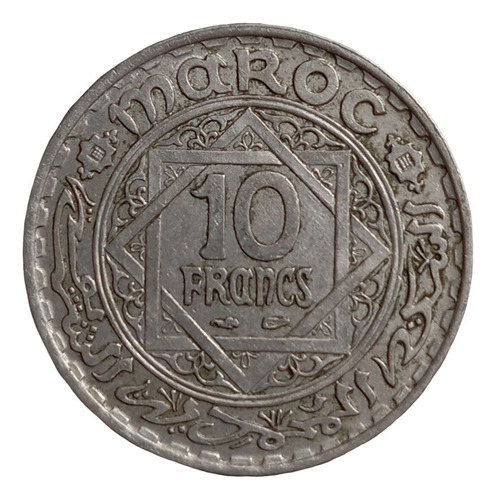  Moneda Marruecos Protectorado Frances 1366-1947 10 Francs 3