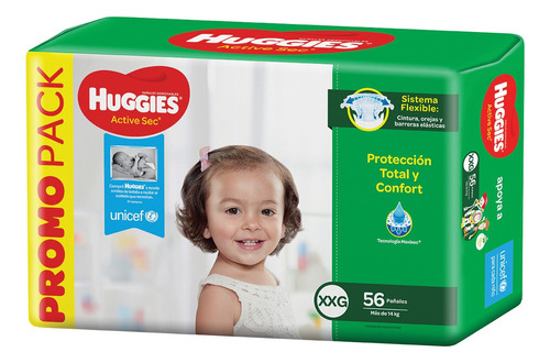 Pañales Huggies Active Sec  XXG