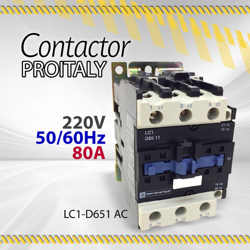 Contactor Proitaly 220v 50/60hz 80amp Lc1-d6511 Ac / 10409