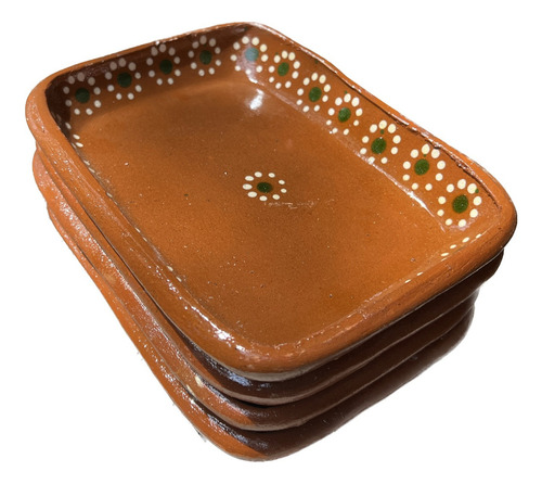 Plato Rectangular De Barro Tradicional Mex 22 Cm 14 Pzs