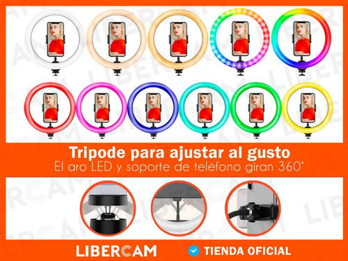 Imagen 6 de 10 de Aro Anillo Selfie Luz Led Rgb Tripode Ring Light Usb Celular