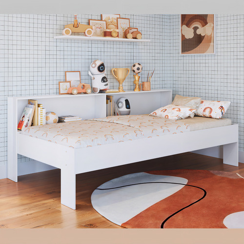 Cama Solteiro Infantil Criança Com Prateleira Para Colchão 188x88 Art In Móveis San Diego Branco