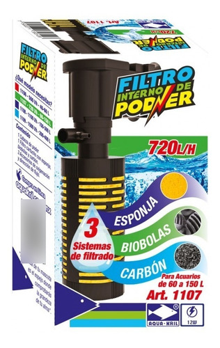 Filtro Poder 720l/h Filtra Oxigena P/acuario 60-150litros Ms