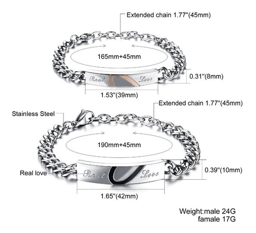 Pulseras Para Parejas, Alianzas, Acero Inox 316
