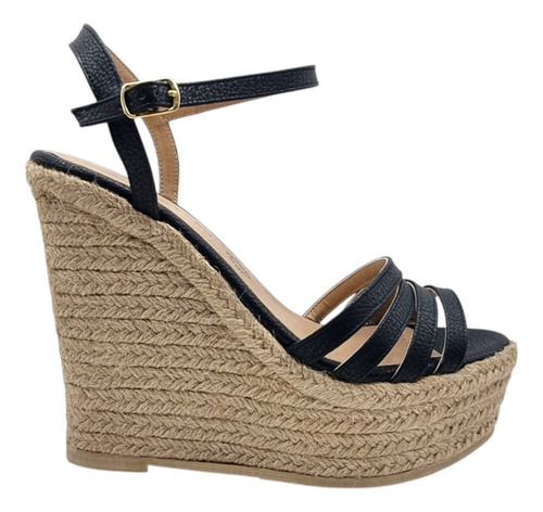 Sandalia Ferelo 1412-to En Color Negro Tipo Alpargata 12 Cms