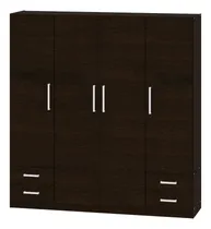 Comprar Placard Ropero Mueble Dormitorio Cuarto 4 Puertas 180 Cm X 180 Cm 6 Estantes 4 Cajones Guarda Ropa Perchero Color Marron Wengue