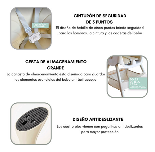 Silla De Comer Bebe Alta 3 En 1 Evolutiva Ajustable Plegable